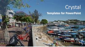  Presentation with sea fishing - Colorful presentation design enhanced with cheung-chau-hong-kong-27 backdrop and a teal colored foreground