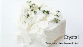  Presentation with feta cheese - Colorful slides enhanced with chevre - feta cheese isolated on white backdrop and a  colored foreground