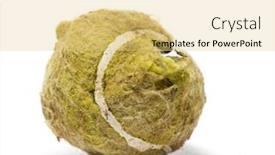  Presentation with tennis ball in the corner - Amazing PPT layouts having chewed-and-broken-tennis-ball backdrop and a yellow colored foreground