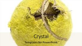  Presentation with tennis ball in the corner - Amazing PPT layouts having chewed tennis ball against white backdrop and a yellow colored foreground