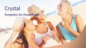  Presentation with picnic - Audience pleasing presentation theme consisting of chewing gum - picture of a group backdrop and a sky blue colored foreground