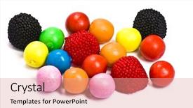  Presentation with chewing gum - Beautiful slides featuring chewing gum balls and blackberries on white background backdrop and a coral colored foreground