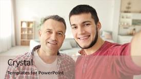  Presentation with aging - PPT layouts consisting of aging parent - young man and his dad background and a coral colored foreground