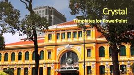  Presentation with history vietnam - PPT layouts with chi minh city saigon vietnam background and a tawny brown colored foreground