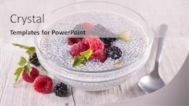  Presentation with pudding - Presentation featuring chia-pudding-and-berry-fruit background and a lemonade colored foreground