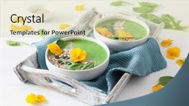  Presentation with blueberry - Cool new theme with chia seed and edible pansy backdrop and a soft green colored foreground