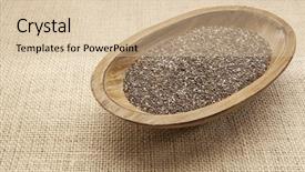  Presentation with organic dry chia seeds - Presentation having chia seeds in a rustic background and a soft green colored foreground
