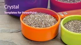  Presentation with slate - Amazing PPT theme having chia seeds in colorful measuring backdrop and a violet colored foreground