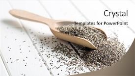  Presentation with seed - PPT theme consisting of chia seeds in wooden scoop background and a white colored foreground
