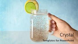  Presentation with mason jar - Slides having woman holding mason jar of water with chia seeds on light background background and a coral colored foreground