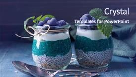  Presentation with blueberries - Colorful slide deck enhanced with spirulina pudding with blueberries backdrop and a ocean colored foreground