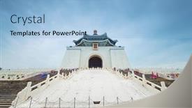  Presentation with memorial - Presentation design consisting of chiang kai shek memorial hall background and a light blue colored foreground