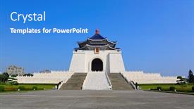  Presentation with memorial - Presentation theme consisting of chiang kai shek memorial hall background and a cobalt blue colored foreground