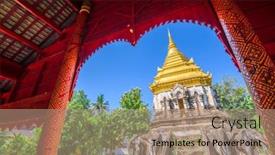  Presentation with chiang mai - Presentation design consisting of chiang-mai-thailand-at-wat background and a coral colored foreground