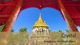  Presentation with chiang mai - Presentation design enhanced with chiang mai thailand at wat background and a coral colored foreground