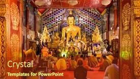  Presentation with buddhist mountain - Slide deck consisting of chiang-mai-thailand-october-13 background and a tawny brown colored foreground