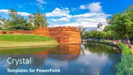  Presentation with chiang mai - Presentation theme enhanced with chiang-mai-thailand-old-city background and a ocean colored foreground