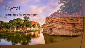  Presentation with chiang mai - Cool new PPT theme with chiang mai thailand old city backdrop and a light blue colored foreground
