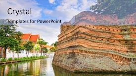  Presentation with chiang mai - Slide deck with chiang mai thailand old city background and a light blue colored foreground