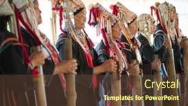  Presentation with folk dance - Presentation theme featuring chiang-rai-thailand-dec-4 background and a tawny brown colored foreground