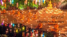  Presentation with thai temple - PPT layouts with chiangmai-thailand-nov-23-monks background and a gold colored foreground