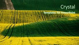  Presentation with crops - PPT theme enhanced with chiaroscuro-on-a-hilly-terrain background and a forest green colored foreground