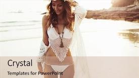  Presentation with crochet - Slide set consisting of chic - beautiful boho styled model wearing background and a coral colored foreground