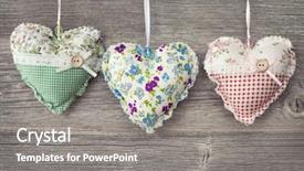  Presentation with hearts - PPT layouts featuring chic - colorful hearts on wooden background background and a gray colored foreground
