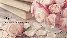 Presentation with pink roses - Cool new presentation design with chic - pink roses and old books backdrop and a soft green colored foreground
