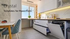  Presentation with kitchen - PPT layouts featuring chic-modern-white-kitchen background and a soft green colored foreground