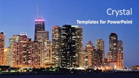  Presentation with city chicago - Amazing slides having chicago city downtown urban skyline at dusk with skyscrapers over lake michigan with clear blue sky backdrop and a teal colored foreground