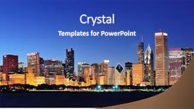  Presentation with city chicago - Audience pleasing PPT theme consisting of chicago city downtown urban skyline backdrop and a cobalt blue colored foreground