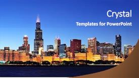  Presentation with city chicago - Slides featuring chicago city downtown urban skyline background and a cobalt blue colored foreground
