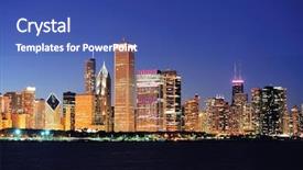 Presentation with chicago skyline - Audience pleasing presentation design consisting of chicago city downtown urban skyline backdrop and a ocean colored foreground