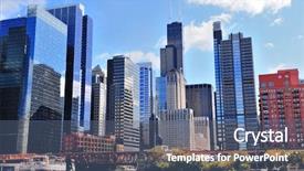  Presentation with chicago skyline - Slide set having chicago city downtown urban skyline background and a ocean colored foreground