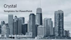  Presentation with city chicago - Amazing PPT theme having chicago city urban skyline black backdrop and a lemonade colored foreground