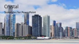  Presentation with chicago skyline - Slide deck having chicago city urban skyline panorama background and a light blue colored foreground