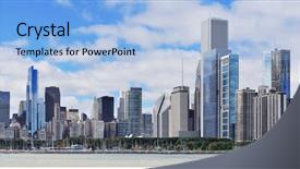  Presentation with city chicago - PPT layouts having chicago city urban skyline panorama background and a light blue colored foreground
