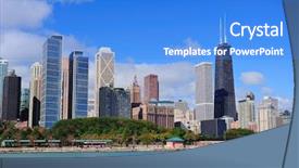  Presentation with chicago - Beautiful PPT layouts featuring chicago city urban skyline backdrop and a cobalt blue colored foreground
