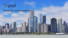  Presentation with chicago skyline - Colorful slide deck enhanced with chicago city urban skyline backdrop and a light blue colored foreground