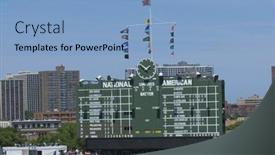  Presentation with scoreboard - Beautiful presentation theme featuring chicago-cubs-center-field-scoreboard backdrop and a light blue colored foreground