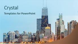  Presentation with chicago - Cool new presentation theme with chicago downtown and lake michigan backdrop and a light blue colored foreground