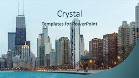  Presentation with chicago skyline - PPT layouts consisting of chicago downtown and lake michigan background and a sky blue colored foreground