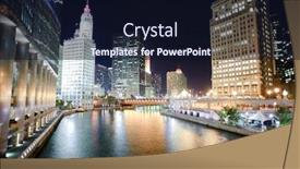  Presentation with chicago - Beautiful theme featuring chicago downtown at night backdrop and a wine colored foreground