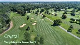  Presentation with city of chicago aerial view - Presentation theme consisting of chicago golf course with fairway background and a tawny brown colored foreground
