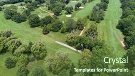  Presentation with city of chicago aerial view - Presentation theme featuring chicago golf course with fairway background and a  colored foreground