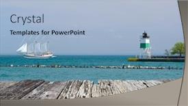  Presentation with chicago - Amazing slide deck having chicago-harbor-southeast-guidewall-lighthouse backdrop and a light blue colored foreground
