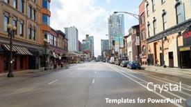  Presentation with city chicago - Beautiful presentation theme featuring chicago-il-circa-march-2016 backdrop and a gray colored foreground