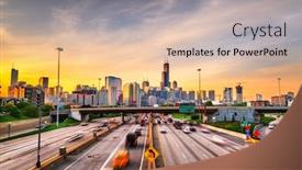  Presentation with chicago - Audience pleasing PPT theme consisting of chicago-il-usa-downtown-cityscape backdrop and a lemonade colored foreground