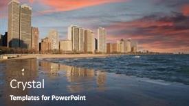  Presentation with chicago skyline - PPT theme enhanced with chicago-illinois-lakefront-skyline-view background and a ocean colored foreground